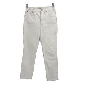 Madewell Jeans Women's 27 White The Perfect Vintage Denim Raw Hem